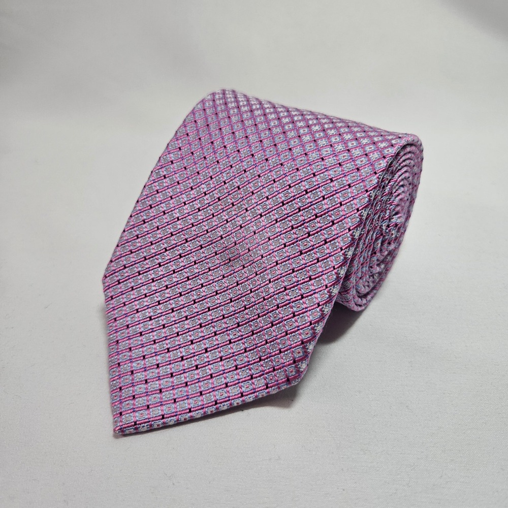 Brooks Brothers 346 Mens Pink Purple Geometric Silk‎ Necktie 3.25"58"